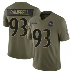 Nike Calais Campbell Baltimore Ravens Youth Limited Olive 2025 Salute to Service Jersey