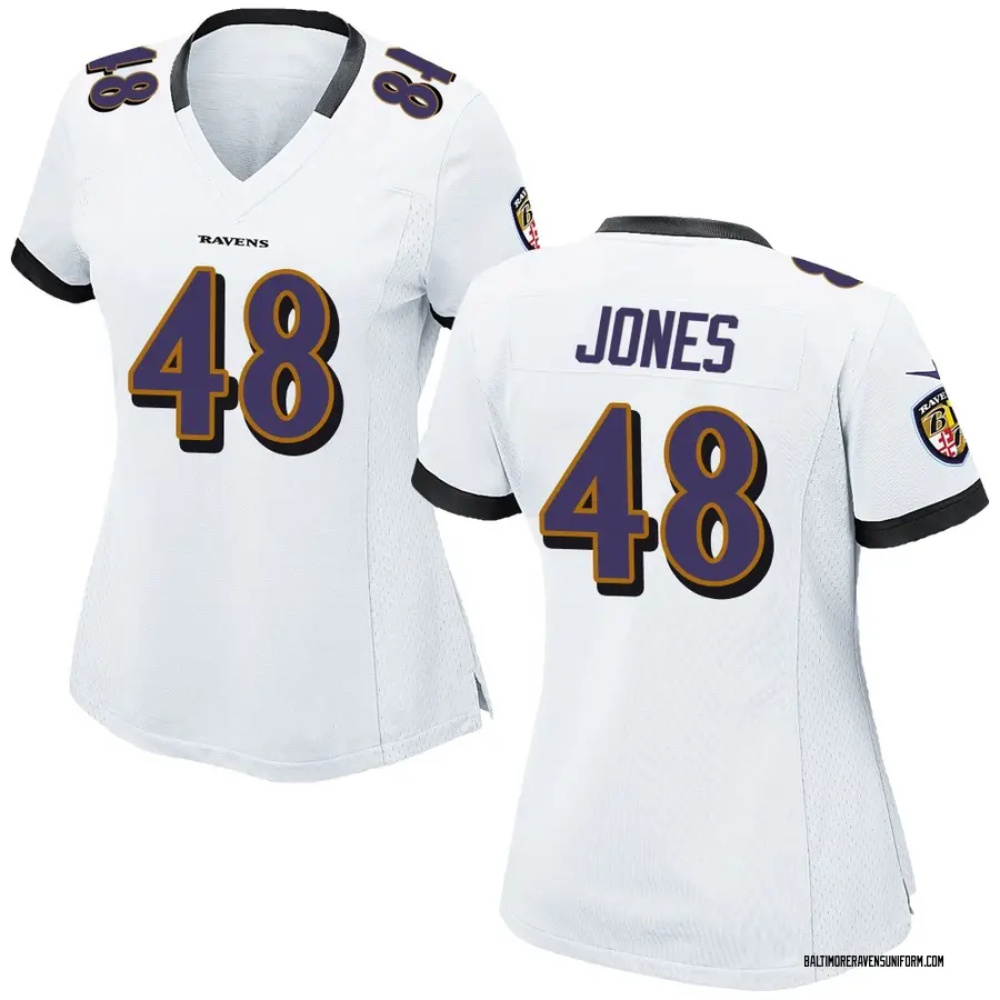 Nike Carl Jones Baltimore Ravens Women's Game White Jersey