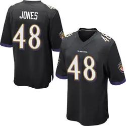 Nike Carl Jones Baltimore Ravens Youth Game Black Jersey