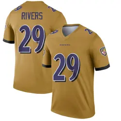 Nike Chandler Rivers Baltimore Ravens Men's Legend Gold Inverted Jersey