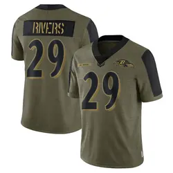 Nike Chandler Rivers Baltimore Ravens Men's Limited Olive 2021 Salute To Service Jersey