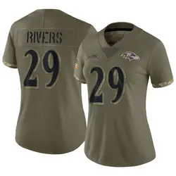 Nike Chandler Rivers Baltimore Ravens Women's Limited Olive 2022 Salute To Service Jersey