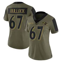 Nike Corey Bullock Baltimore Ravens Women's Limited Olive 2021 Salute To Service Jersey