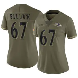 Nike Corey Bullock Baltimore Ravens Women's Limited Olive 2022 Salute To Service Jersey