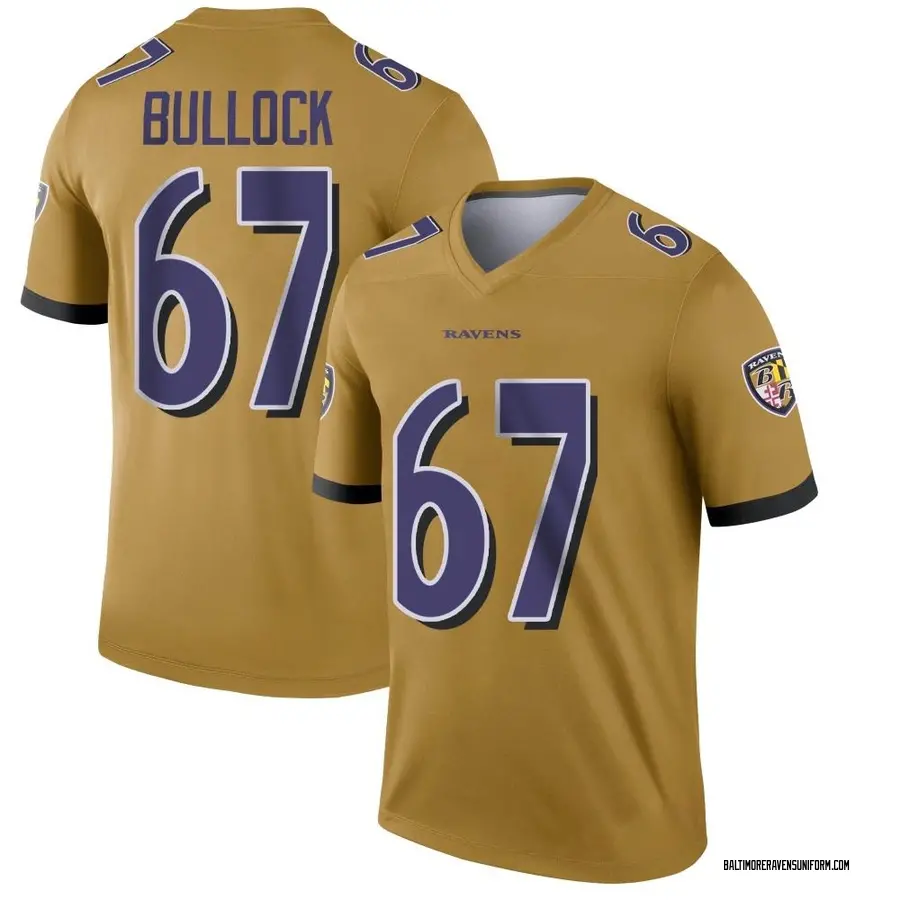 Nike Corey Bullock Baltimore Ravens Youth Legend Gold Inverted Jersey