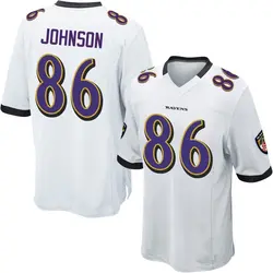 Nike Cornelius Johnson Baltimore Ravens Youth Game White Jersey