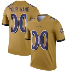 Nike Custom Baltimore Ravens Youth Legend Gold Inverted Jersey