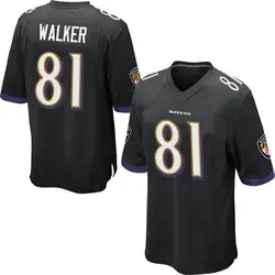 Nike Devontez Walker Baltimore Ravens Youth Game Black Jersey