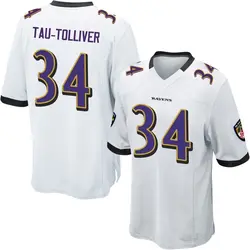 Nike Elijah Tau-Tolliver Baltimore Ravens Youth Game White Jersey