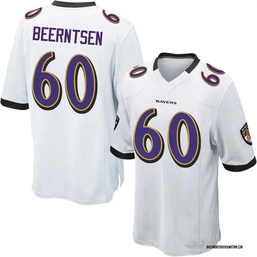 Nike Evan Beerntsen Baltimore Ravens Youth Game White Jersey