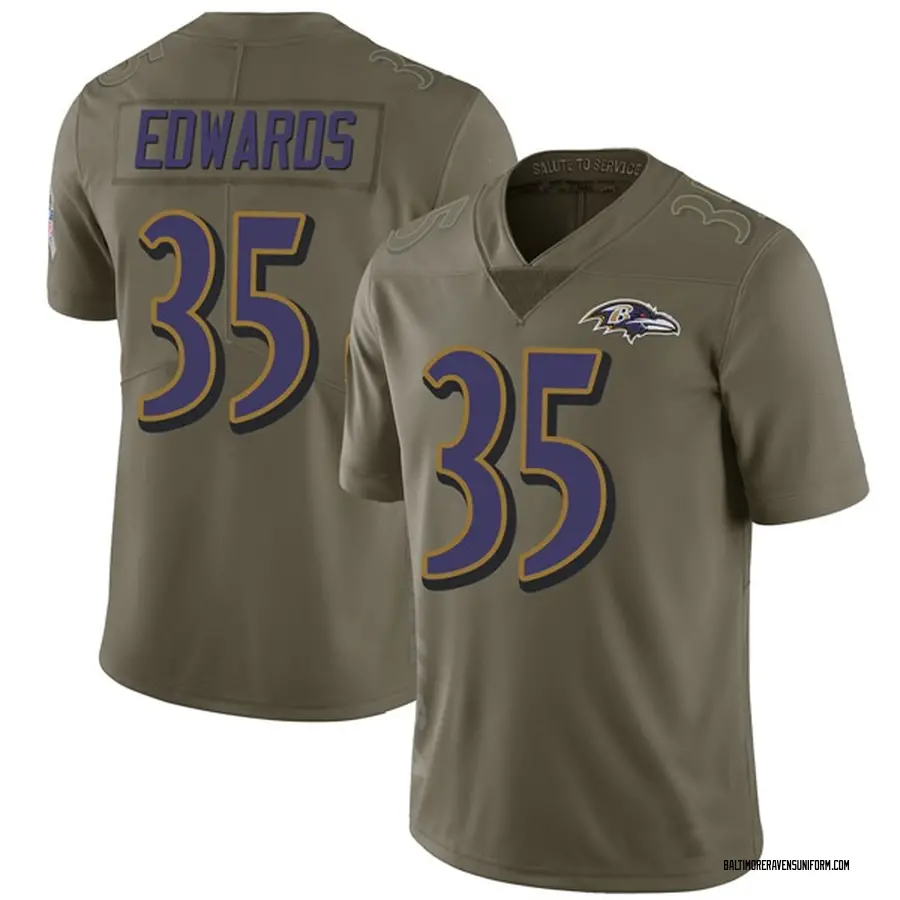 Nike Gus Edwards Baltimore Ravens Men's Limited Green 2017 Salute to Service Jersey