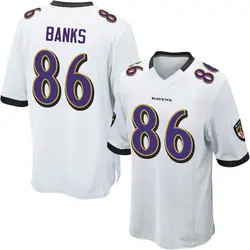 Nike Jahmal Banks Baltimore Ravens Youth Game White Jersey