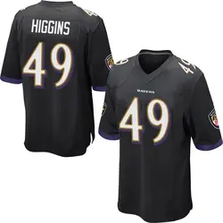 Nike Jay Higgins Baltimore Ravens Youth Game Black Jersey