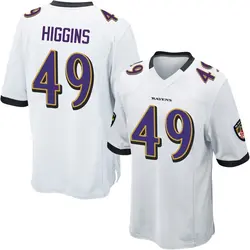 Nike Jay Higgins Baltimore Ravens Youth Game White Jersey