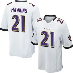 Nike Jaylinn Hawkins Baltimore Ravens Men's Game White Jersey