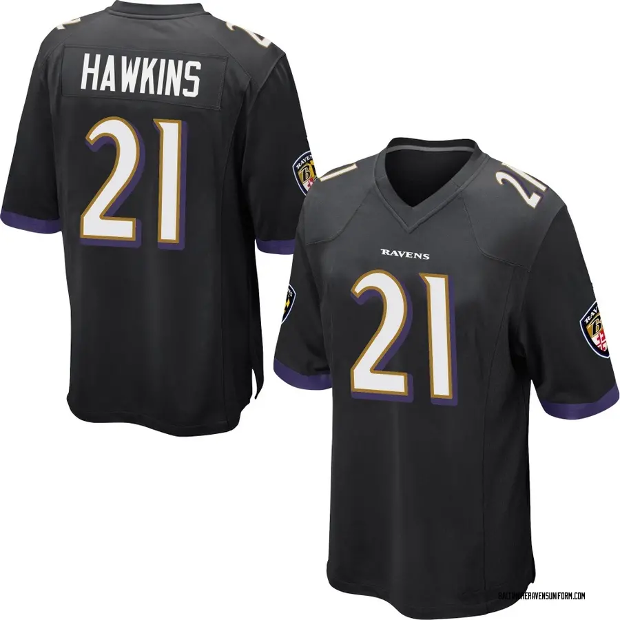 Nike Jaylinn Hawkins Baltimore Ravens Youth Game Black Jersey