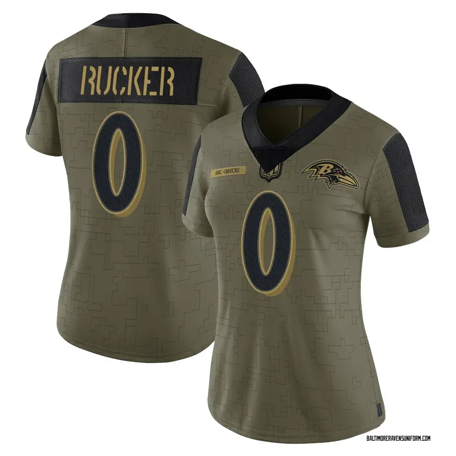 Nike Kaimon Rucker Baltimore Ravens Women's Limited Olive 2021 Salute To Service Jersey