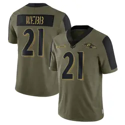 Nike Lardarius Webb Baltimore Ravens Men's Limited Olive 2021 Salute To Service Jersey