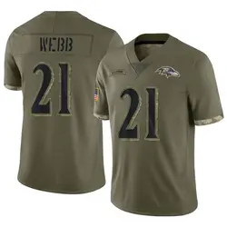 Nike Lardarius Webb Baltimore Ravens Men's Limited Olive 2022 Salute To Service Jersey