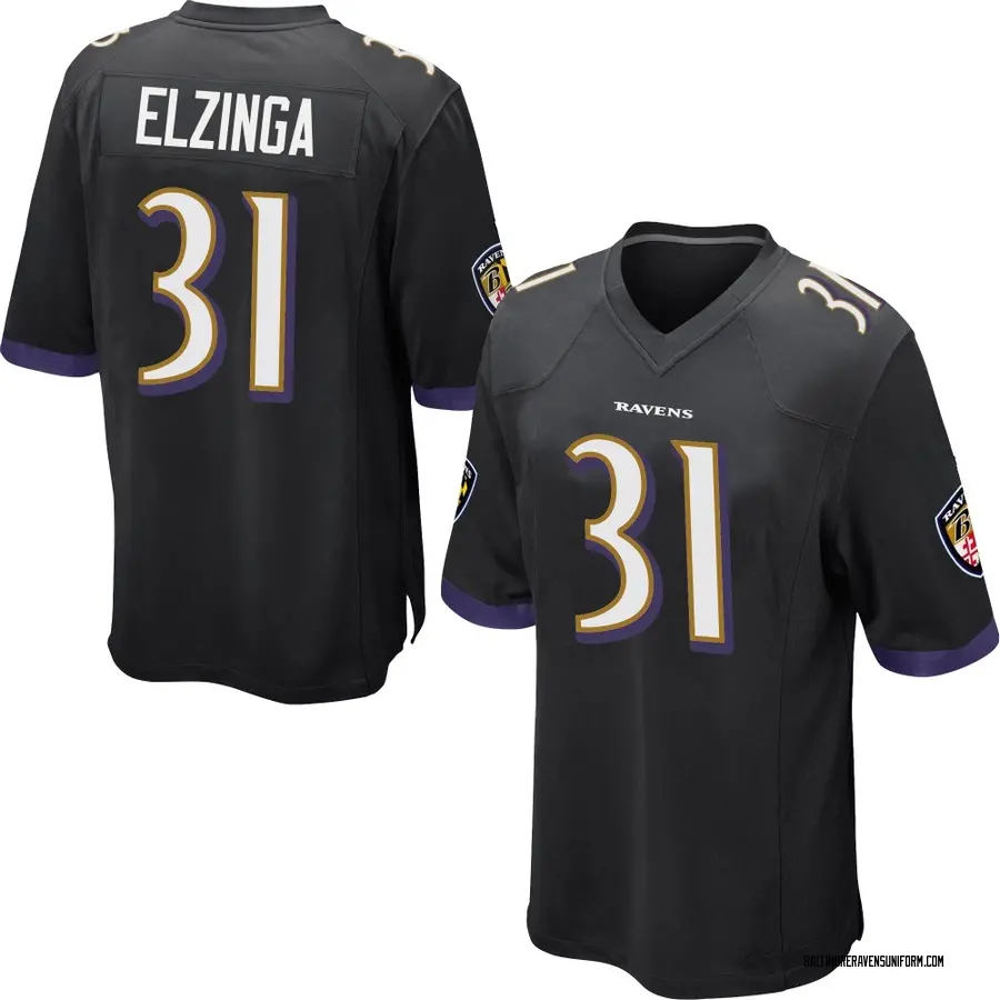 Nike Luke Elzinga Baltimore Ravens Youth Game Black Jersey