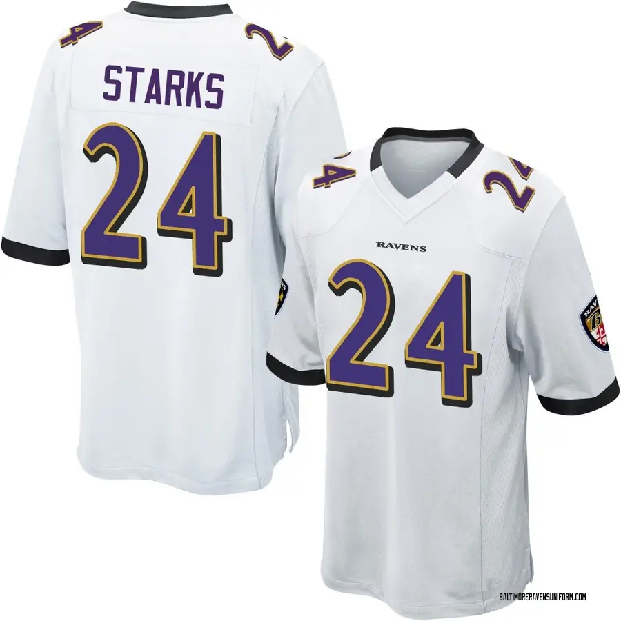 Nike Malaki Starks Baltimore Ravens Youth Game White Jersey
