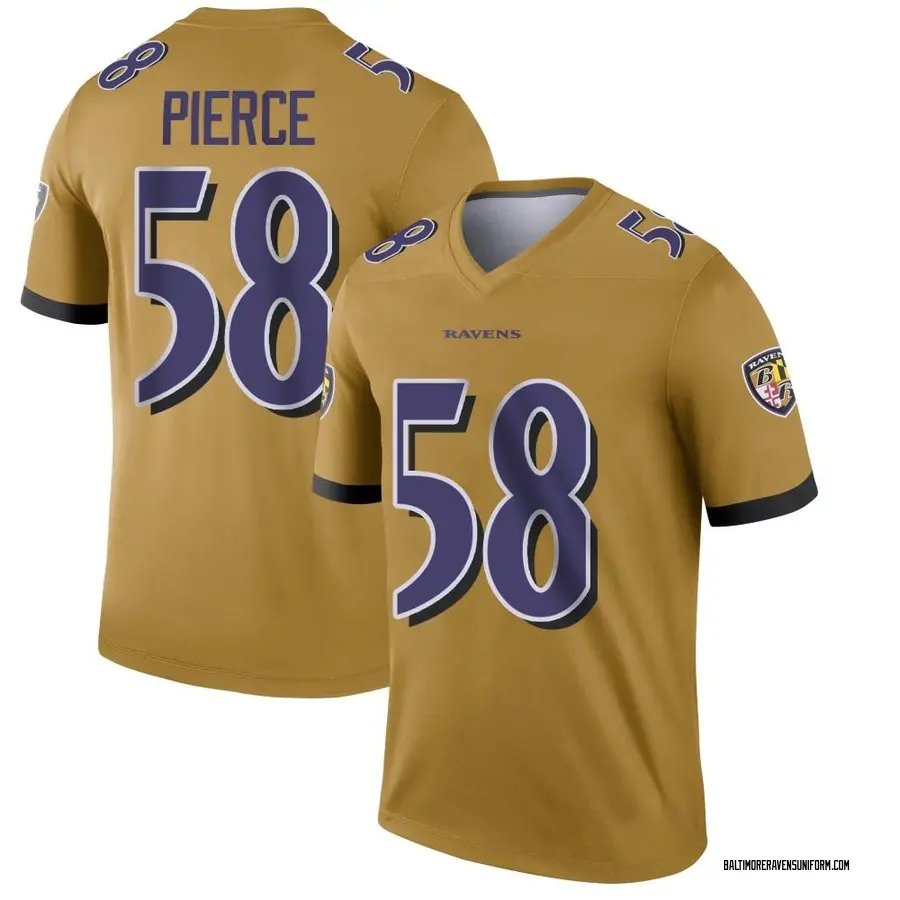 Nike Michael Pierce Baltimore Ravens Youth Legend Gold Inverted Jersey