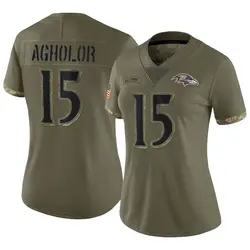 Nike Nelson Agholor Baltimore Ravens Women's Limited Olive 2022 Salute To Service Jersey