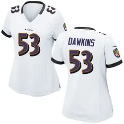 Nike Nick Dawkins Baltimore Ravens Women's Game White Jersey