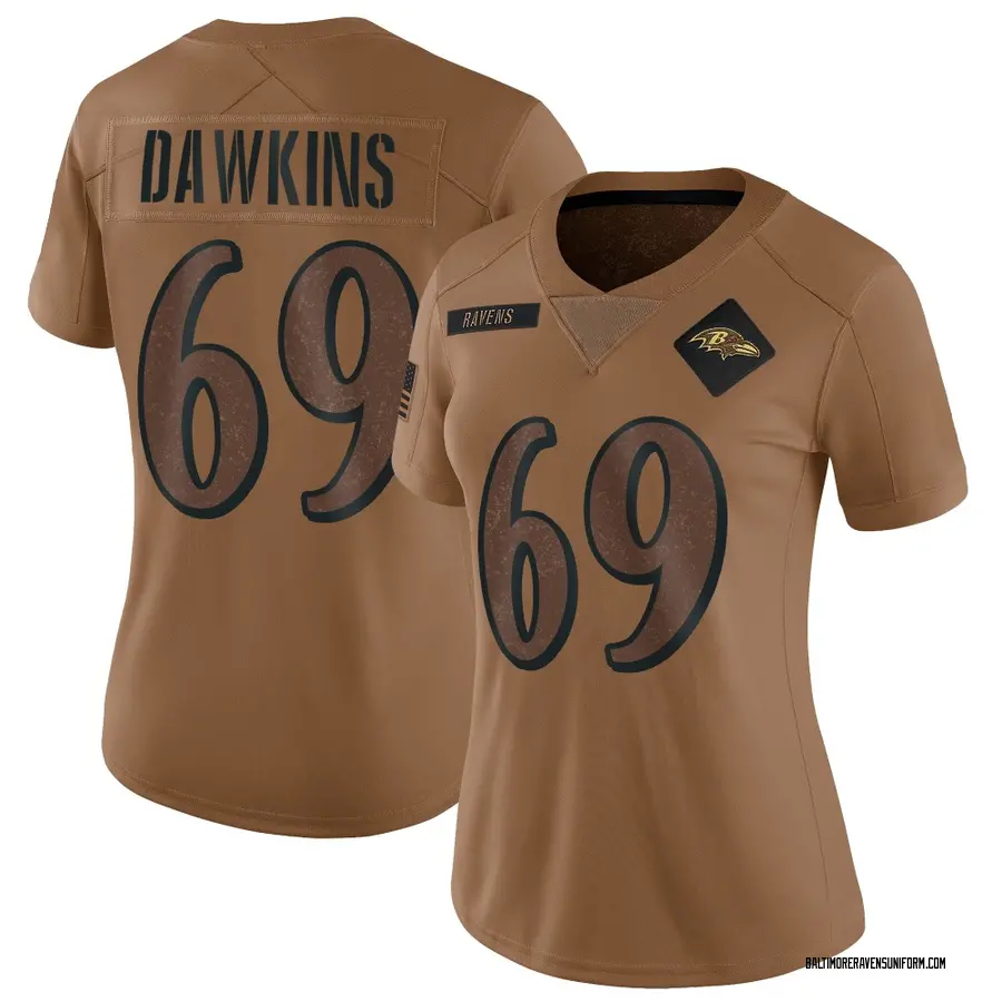 Nike Nick Dawkins Baltimore Ravens Women's Limited Brown 2023 Salute To Service Jersey
