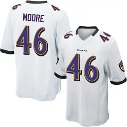 Nike Nick Moore Baltimore Ravens Men's Game White Jersey