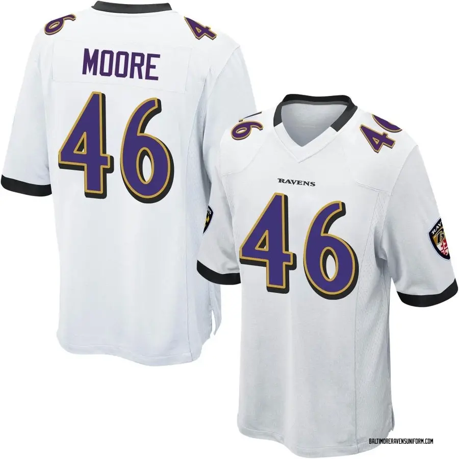Nike Nick Moore Baltimore Ravens Men's Game White Jersey