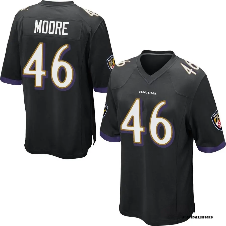 Nike Nick Moore Baltimore Ravens Youth Game Black Jersey