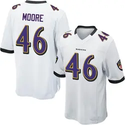 Nike Nick Moore Baltimore Ravens Youth Game White Jersey