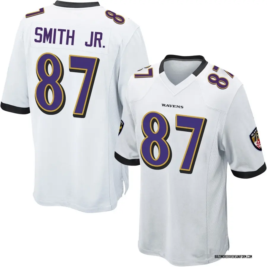 Nike Octavian Smith Jr. Baltimore Ravens Youth Game White Jersey