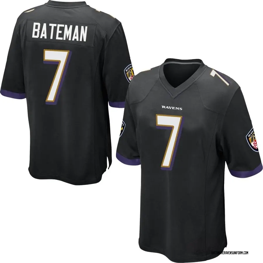 Nike Rashod Bateman Baltimore Ravens Youth Game Black Jersey