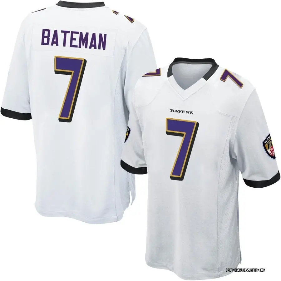 Nike Rashod Bateman Baltimore Ravens Youth Game White Jersey