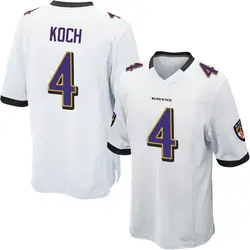 Nike Sam Koch Baltimore Ravens Youth Game White Jersey